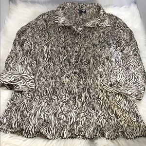 Unique Spectrum Zebra Print button down blouse